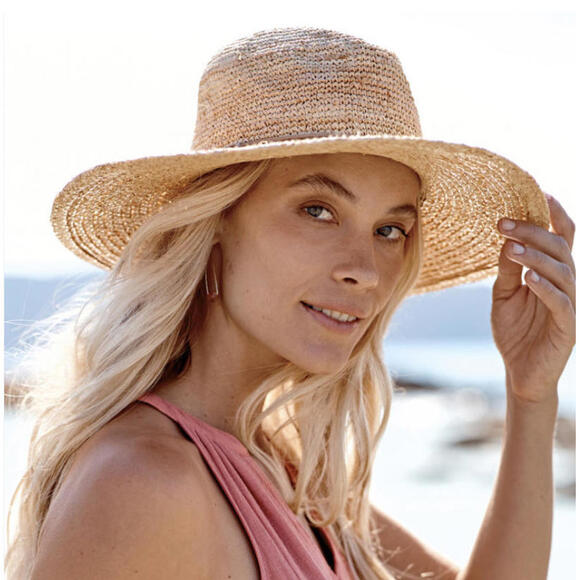 HAT ATTACK beaded rim straw hat